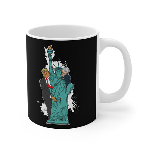 Trump Biden Statue Of Liberty - Menage A Trois - Mug